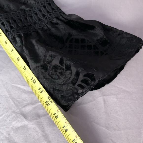 Eliza J Velvet Burnout LBD Women’s Sz 12 Bell Sleeves Cocktail Whimsigoth Dress - Picture 6 of 11